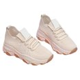 thumbnail image 1 of Zapatillas de deporte casuales para mujer Zapatos de plataforma con suela suave de goma superior tejida voladora para todas las estaciones LB11 Beige 36, 1 of 12