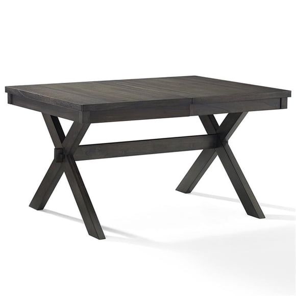 Crosley Furniture Hayden Wood Butterfly Leaf Trestle Dining Table in Slate