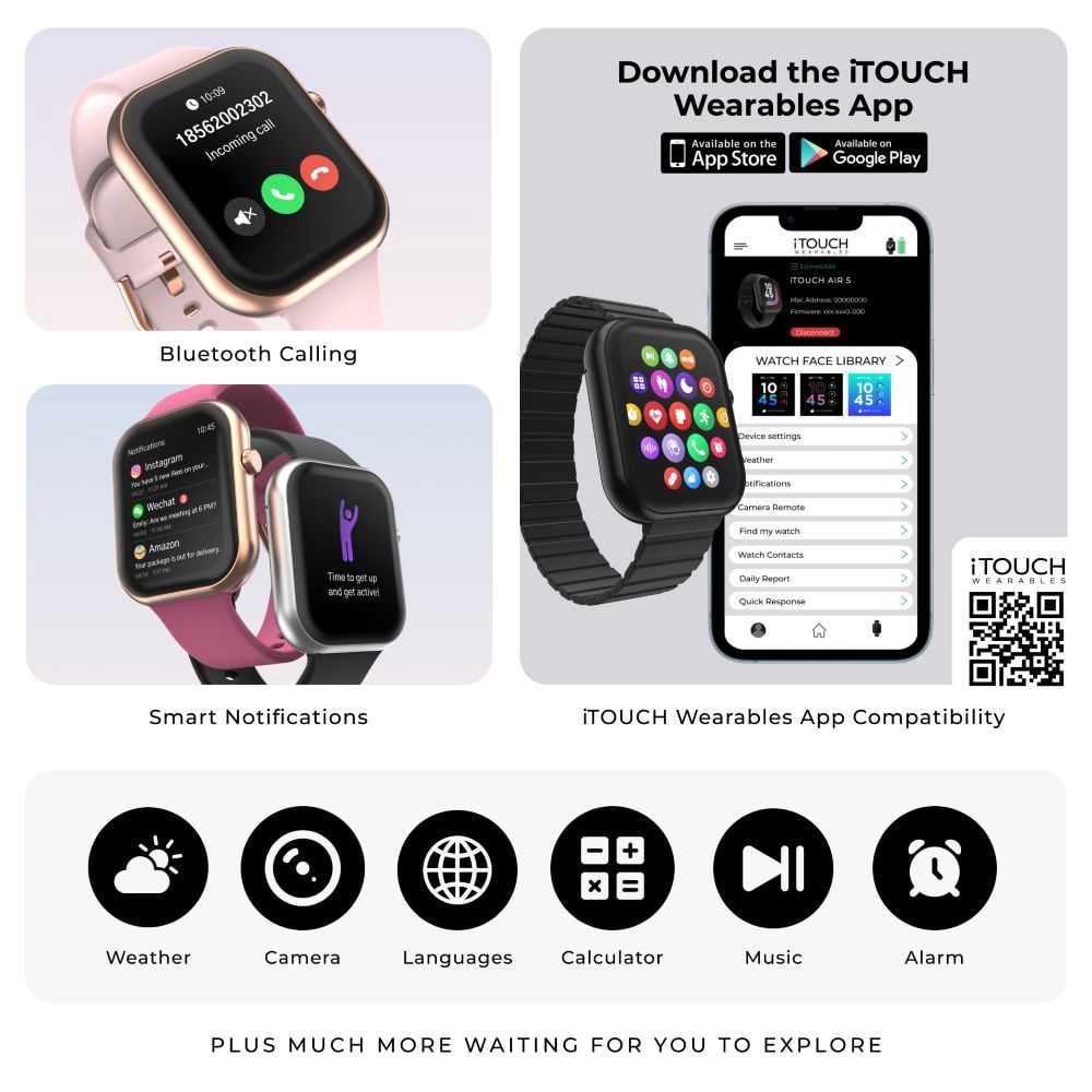 iTouch, AIR 5 Smartwatch 1.85, Amoled Display, Black