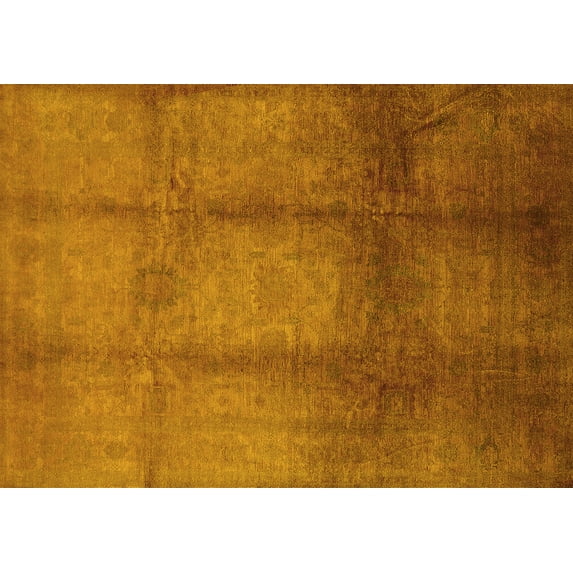 Ahgly Company Machine Washable Indoor Rectangle Oriental Yellow Industrial Area Rugs, 7' x 9'