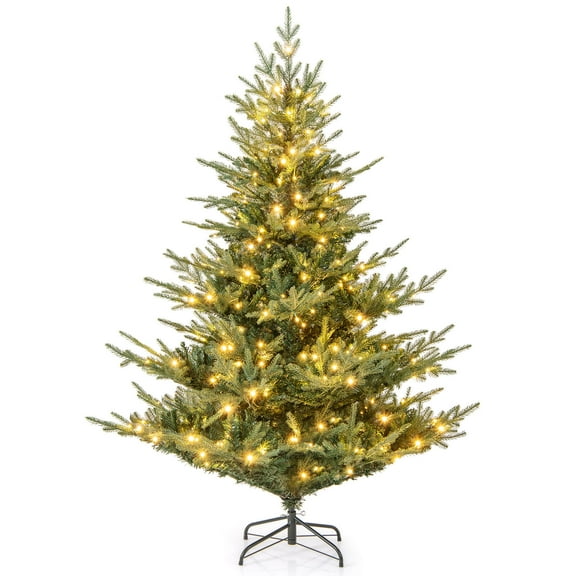 Costway 6 FT Artificial Christmas Tree with 830 Branch Tips 260 LED Lights 8 Lighting Modes