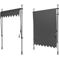 thumbnail image 3 of Manual Retractable Awning, 118" x 118" NO Drilling Outdoor Retractable Patio Awning, Angle & Height Adjustable, Made of Polyester with UV Protection - Ideal for Any Window or Door (Gray), 3 of 9