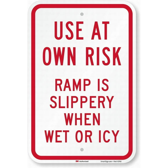 Wall Decor Warning Sign Decor 16x12 Tin Metal Signs Use at Own Risk. Ramp is Slippery When Wet Or Safety Sign Novelty Signs