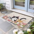 thumbnail image 2 of Japanese Cute Cats Doormat Outdoor Entrance 20"x31.5", Pink Tulip Heart Botanical Pastoral Absorb Moisture Dirt Door Mats, Non-Slip Rubber Backing Floor Mats Indoor, Low-Profile Front Door Rugs, 2 of 9