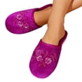 thumbnail image 5 of Women's Velvet Floral Embroidered Closed Toe House Slippers Slip On Soft Anti-Slip Indoor Bedroom Home Slides, 37, 5 of 8
