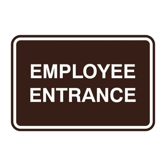Classic Framed Employee Entrance Sign (Dark Brown) - Small