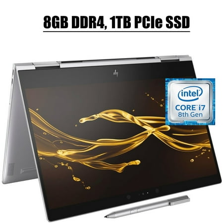 HP Spectre x360 2-in-1 2020 Flagship Laptop Computer I 13.3 inch FHD IPS Touchscreen I Intel Quad-Core i7-8550U I 8GB 1TB PCIe SSD I Win Ink Stylus Pen Thunderbolt Fingerprint BK WIFI Win 10