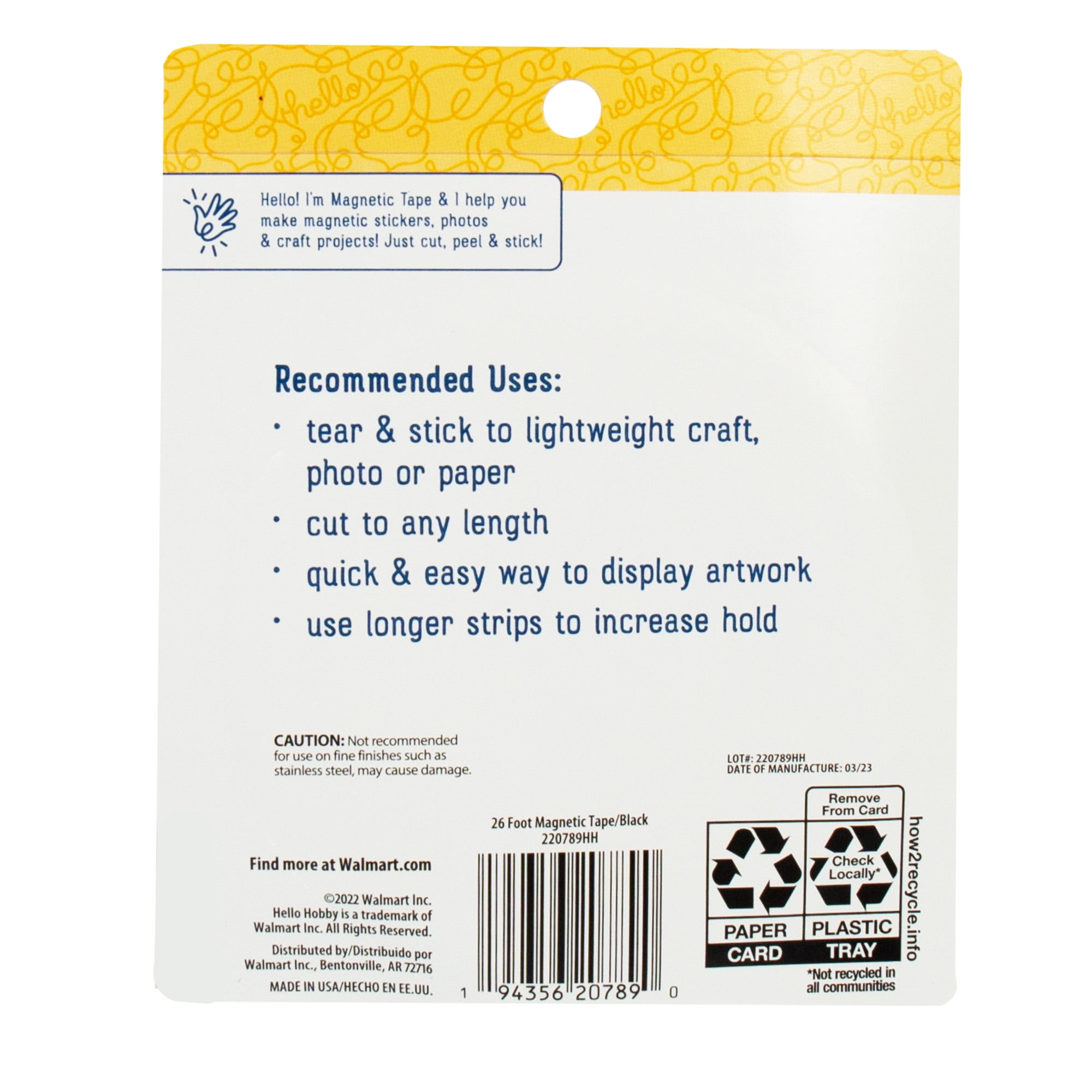 Hello Hobby Magnet Tape Dispenser, 1 Roll, 0.75 in., 26 ft.