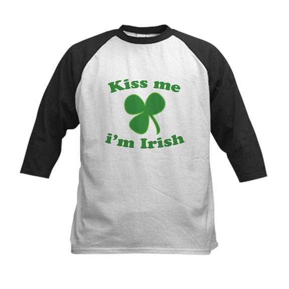 CafePress - Kiss Me Im Irish St Patricks Day Baseball Jersey - Kids Cotton Baseball Jersey, 3/4 Sleeve Shirt