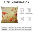 thumbnail image 5 of Poppy Flower Throw Pillow Cushion Cover, Flower and Buds on Ambient Grunge Background Retro Effects Bohemian, Decorative Square Accent Pillow Case, , Pale Brown Vermilion, 5 of 5