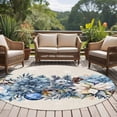 thumbnail image 4 of Large Round Rug 8Ft Washable Non-Slip, Blue Christmas Poinsettia Circle Area Rugs for Living Room Bedroom, Xmas Botanical Balls Snowflake Rustic Indoor Floor Mats Carpet Runner for Home Decor, 4 of 8
