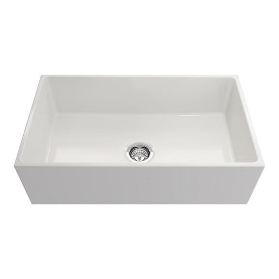 33" Fireclay Kitchen Sink, Crestwood Farmhouse Sink, White Fireclay Kitchen sink, Single Bowl Apron Front, Plain Ceramic Farm sink