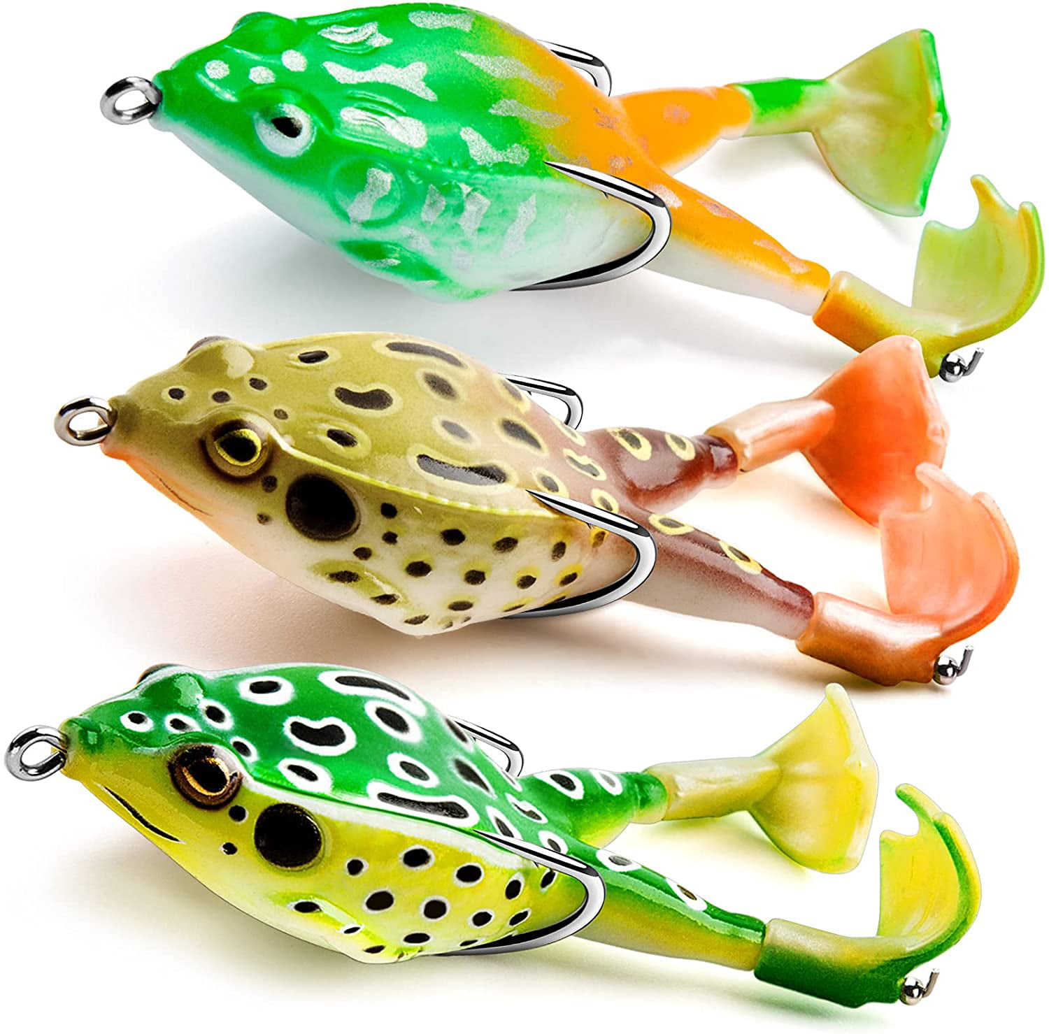 5pcs PVC Frog Fishing Lures Soft Baits Topwater for Bass Pike Perch Catfish 