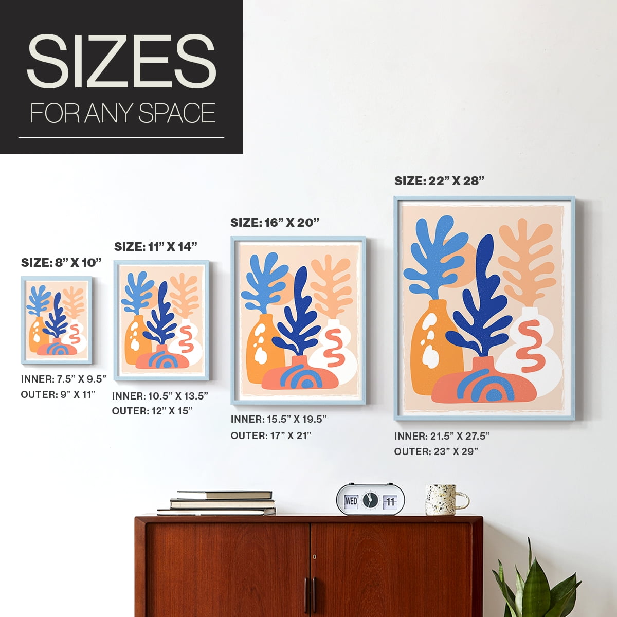 Matisse CCCLXI in Blue Solid Wood 11 x 14 Framed Print