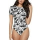 thumbnail image 1 of Balery Black White Halloween Body de cuello redondo de manga corta para mujer Tops de manga corta Tops básicos-Small, 1 of 7