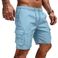 thumbnail image 2 of HKYNLAG Cargo Shorts for Men Relaxed fit Elastic Waist Athletic Work Shorts Summer Lightweight Hiking Shorts Multi Pockets Sky Blue XL, 2 of 6