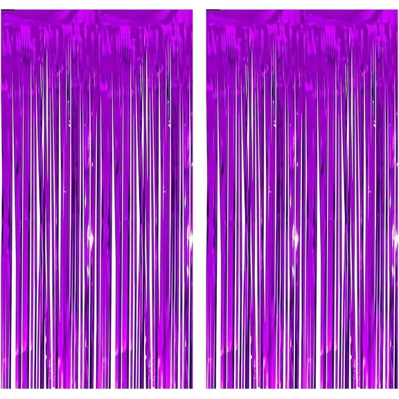 Haobase 2 Pack 3.28 Ft x 6.56 Ft Tinsel Foil Fringe Curtains, Metallic Foil Curtains Party Photo Backdrop for Wedding Birthday Party Baby Shower Graduation Decorations
