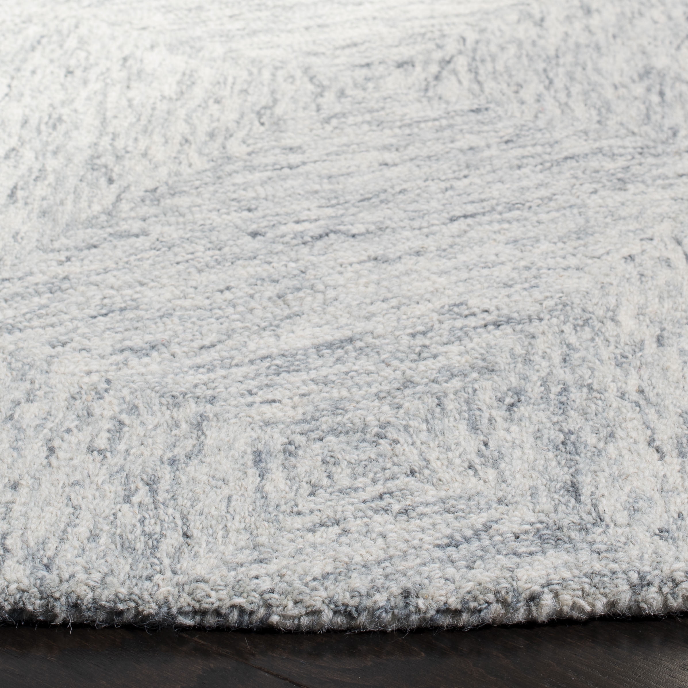 SAFAVIEH Abstract Summer Geometric Wool Area Rug, Silver, 6' x 6' Round