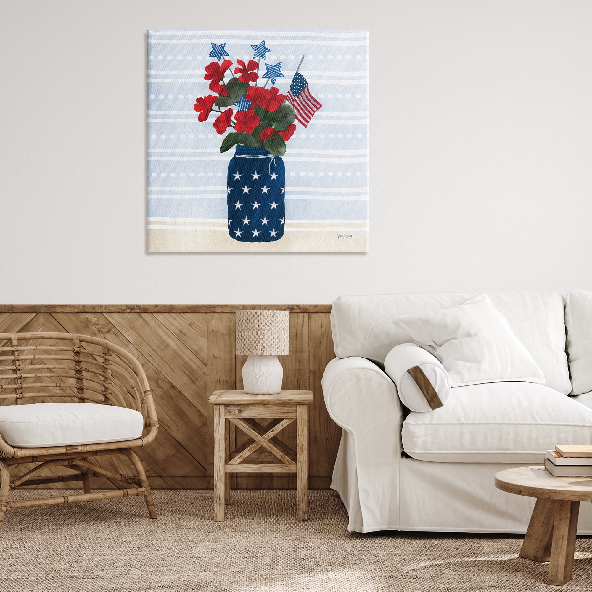 Stupell Industries Stars & Stripes Bouquet Patriotic Painting Wrapped Canvas Art Print Wall Art, 36 x 36