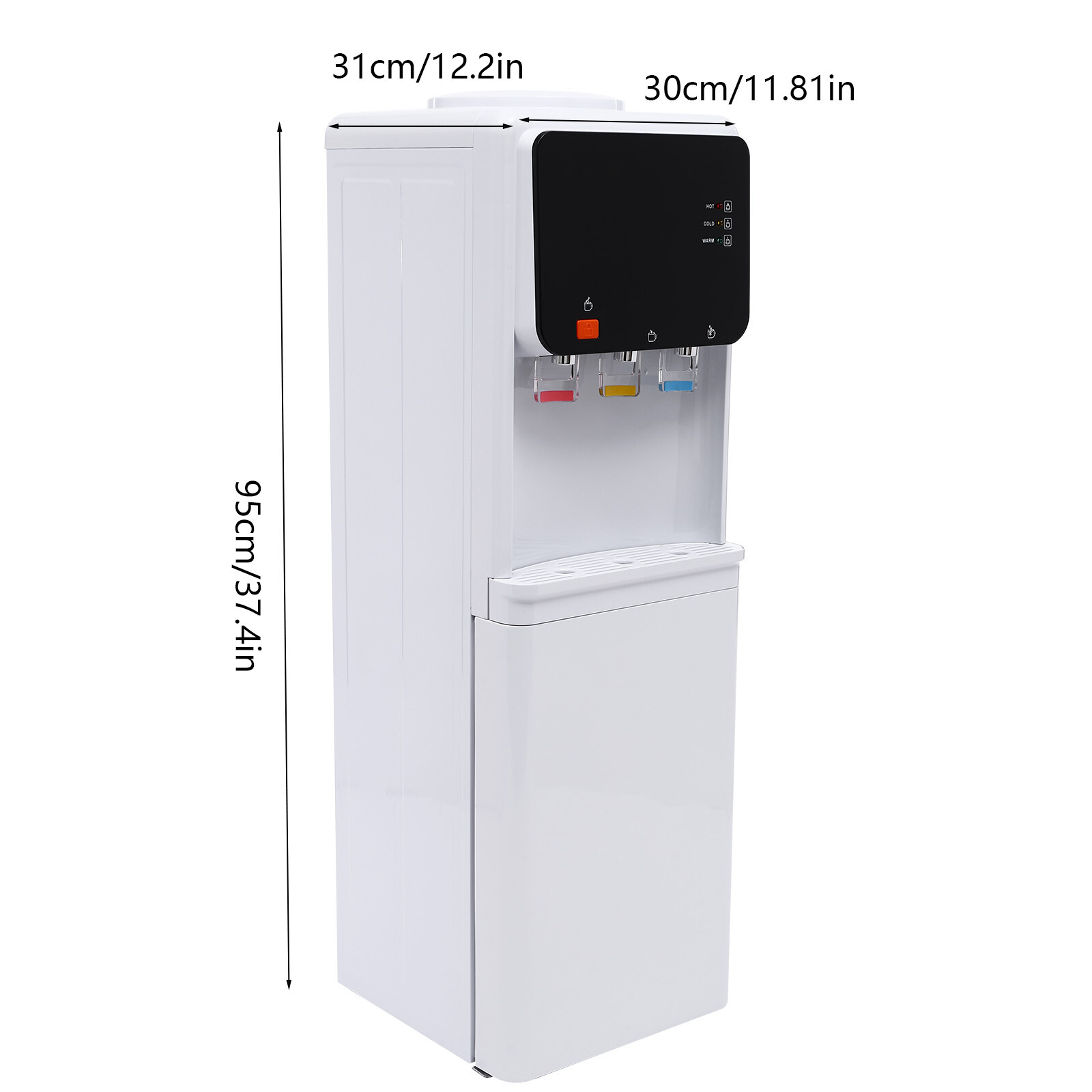 4.16 Gal Hot&Cold Water Cooler Dispenser Freestand Stainless Steel Top Loading w/Storage Cabinet 110V 575W 11.81*12.2*37.4inch Used in Libraries, Offices, Restaurants