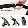 thumbnail image 3 of INFANS 2 in 1 Baby Stroller, High Landscape Infant Stroller, Foldable Pushchair with Adjustable Canopy, Cup Holder, Storage Basket, Suspension Wheels, 3 of 8