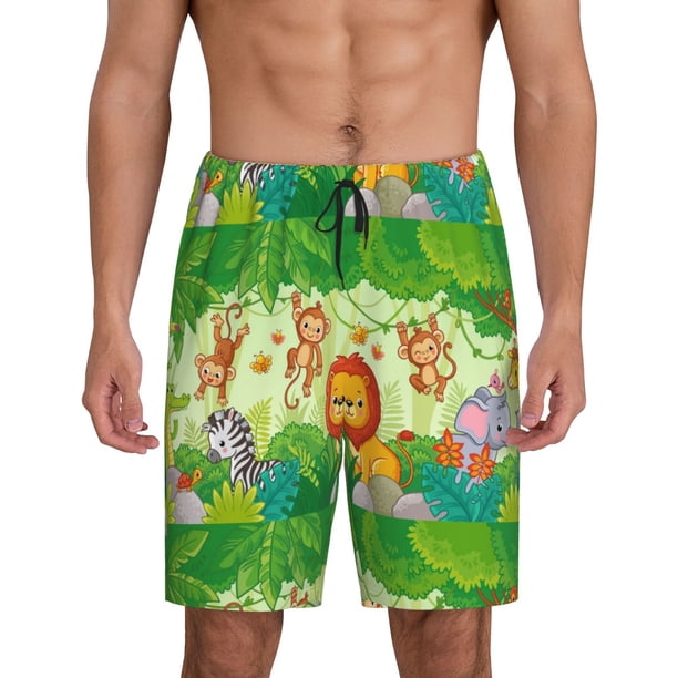 Fotbe African Animals in the Jungle Pantalones Cortos de Pijama para Hombre, Ropa de Dormir, Pantalones de Pijama Cortos para Hombre-XX-Large