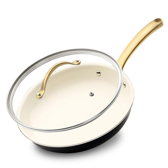 NutriChef 8” Fry Pan with Lid - Small Skillet Nonstick Frying Pan