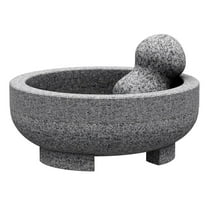 Portable Mortar and Pestle Set - 7.8 Inch 4-Cup Molcajete Mortar Manual Stone Grinder Unpolished Granite Bowl for Grinding Spices and Avocado Sauce