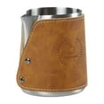 thumbnail image 1 of Jarra sin asa Jarra para espumar leche sin asa Boquilla tipo águila de acero inoxidable con envoltura de cuero Jarra para espumar leche de 450 ml argén, 1 of 8