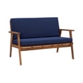 thumbnail image 3 of Linon Cooper Outdoor 4 Piece Wood Chat Set with Blue Cushions in Walnut Finish, 3 of 28