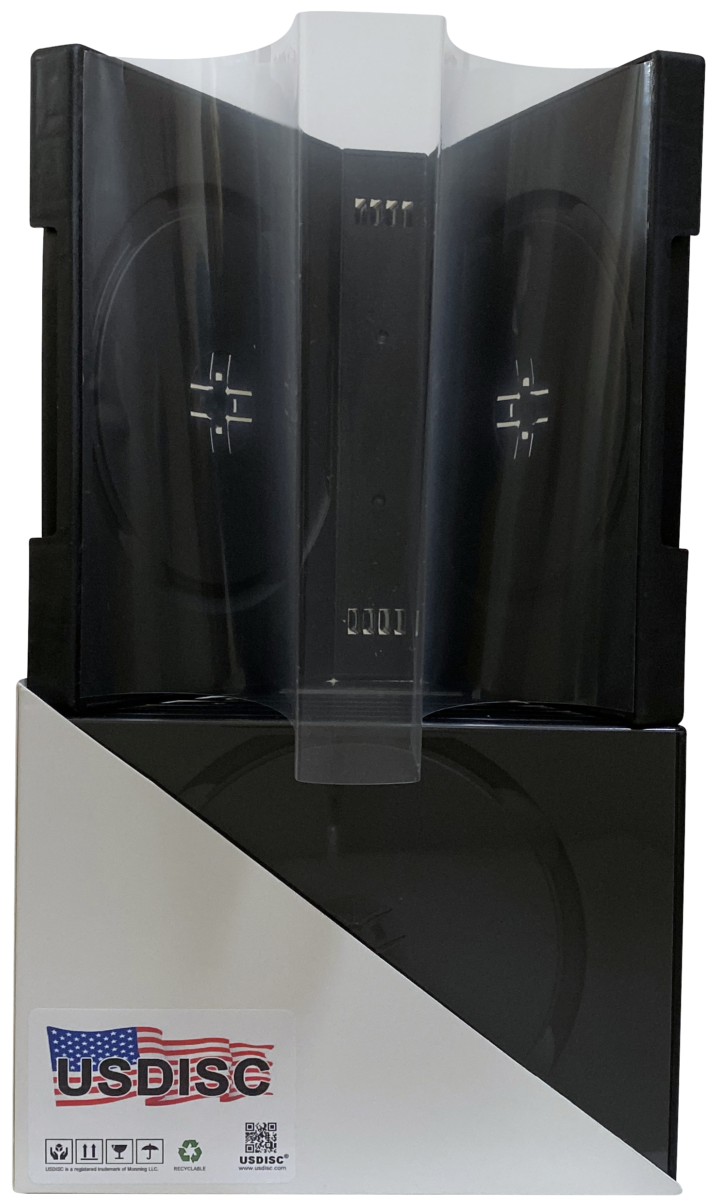 USDISC DVD Cases Chubby 33mm Economy, Decuple 10 Disc, Black, Pack Of 10