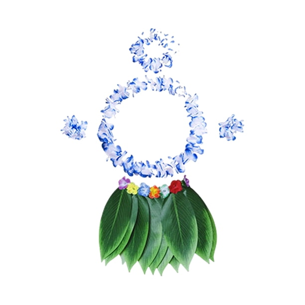 Sonducket Juego de 5 unidades de de hierbas de diseño Simple, traje de baile de hojas tropicales, faldas, tocado, corona, accesorio para Deportes acuáticos Azul