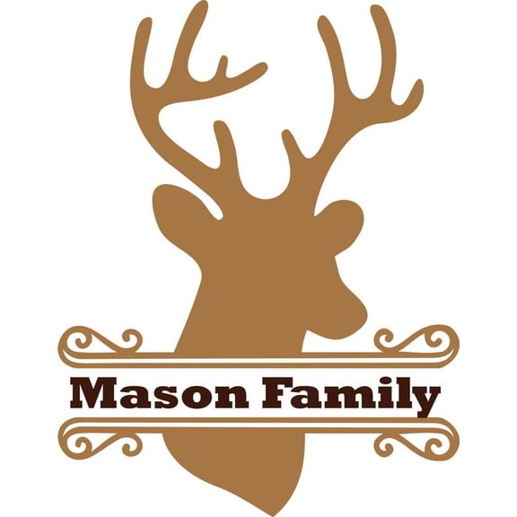 Personalized Name Vinyl Decal Sticker Custom Initial Wall Art Personalization Decor Deer Head Animal Wildlife Family Hunting Welcome Sign 16 Inches X 24 Inches