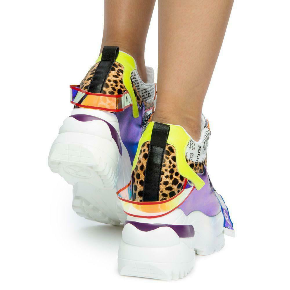 Anthony Wang OVAL-02 Yellow White Hologram Hidden Wedge Newspaper Print Sneaker