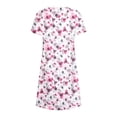 thumbnail image 3 of QJUHUNG Midi pour Femmes Été Décontracté en Vrac Boho Floral Imprimé Col Rond Manches Courtes Genou Longueur Robe Froncée avec Poches, 3 of 4