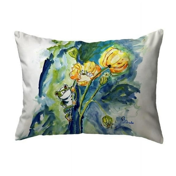 Betsy Drake KS1340 11 x 14 in. Frog & Flower Non-Corded Pillow - Small