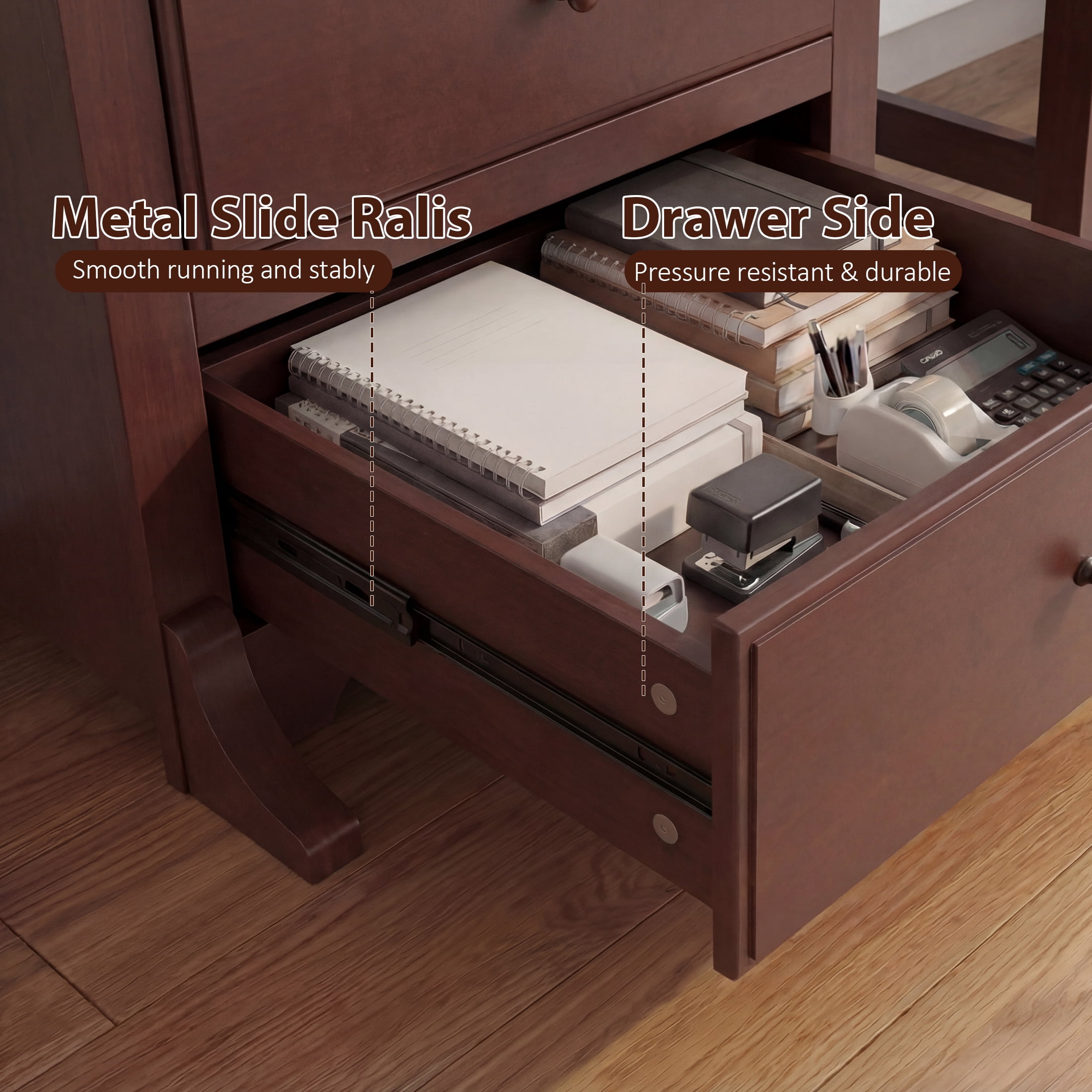 EDX 6 Drawer Wooden Dresser Chest for Bedroom, 19" x 23.25" x 52.75", Modern Storage Cabinet for Living Room Closet, Brown