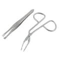 thumbnail image 1 of Silver Tone Flat Tip Tweezers Eyebrow Scissors Beauty Tool Set, 1 of 6