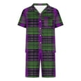 thumbnail image 4 of Tnhcen Men's Button Front Collar Plaid Print Short Sleeve Short Pants Pajama Set Satin Silk Feel Sleepwear, Men's Loungewear, Summer Comfortable Sleepwear, Plus Size S - 2XL, 4 of 5