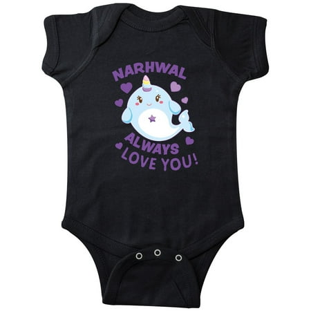

Inktastic Narwhal Always Love You in Blue and Purple Gift Baby Boy or Baby Girl Bodysuit