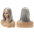 thumbnail image 3 of Unique Bargains Lace Front Lightweight Wigs Medium Long Straight Bob for Women Gray, 3 of 8