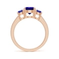 thumbnail image 2 of ANGARA Natural Three Stone Round 1.45 ct Tanzanite Ring with Diamond Accents in 14K Rose Gold for Women (Size-7mm) | December Birthstone, Anniversary, Jewelry Gift for Women | Natural Tanzanite Ring, 2 of 9