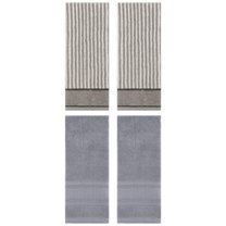 Unique Bargains 4 Pcs Striped Soft Cotton Hand Towels 13 x 29 Inch Grey