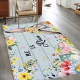 thumbnail image 2 of 3'x5' Rug for Living Room Bedroom, Easter Washable Area Rugs Non-Slip Carpet Mats, Spring Farmhouse Bunny Flower Blue Wood Grain Indoor Low Pile Area Rug Runner for Kitchen, Mudroom, 2 of 8