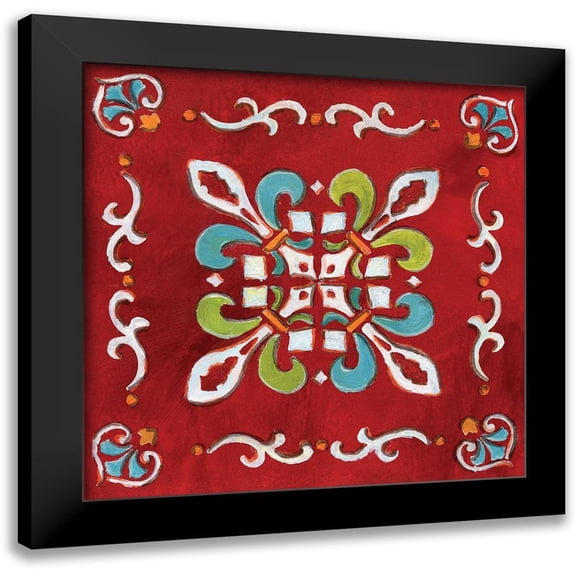 Nan 12x12 Black Modern Framed Museum Art Print Titled - Red Bandana Mosaic