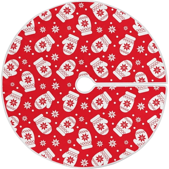 FMSHPON Christmas Snowflakes Gloves Xmas Christmas Tree Skirt Stand Mat for Holiday Party Decoration Indoor Outdoor 48 inches