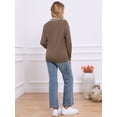 thumbnail image 3 of DARING DIVA V Neck Long Sleeve Knit Striped Pullover Sweater L Brown, 3 of 6