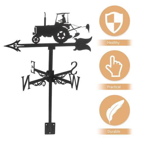 Hytrove 1Set Black Weathervane Tractor Decor for Lawns and Pavilions 13.8x8.7in