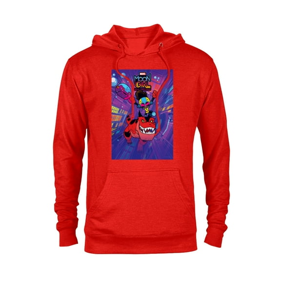 Marvel Moon Girl and Devil Dinosaur Series Poster and Logo - Pullover Hoodie for Adults - Customized-Red