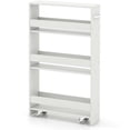 thumbnail image 5 of Costway Carro De Almacenamiento Delgado De 4 Niveles, Carro De Servicio Móvil Estrecho Con Estantes Abiertos, Con Ruedas, Para Cocina, Baño, Sala De Estar, Blanco/Negro Y Natural/Blanco Y Natural, 5 of 5
